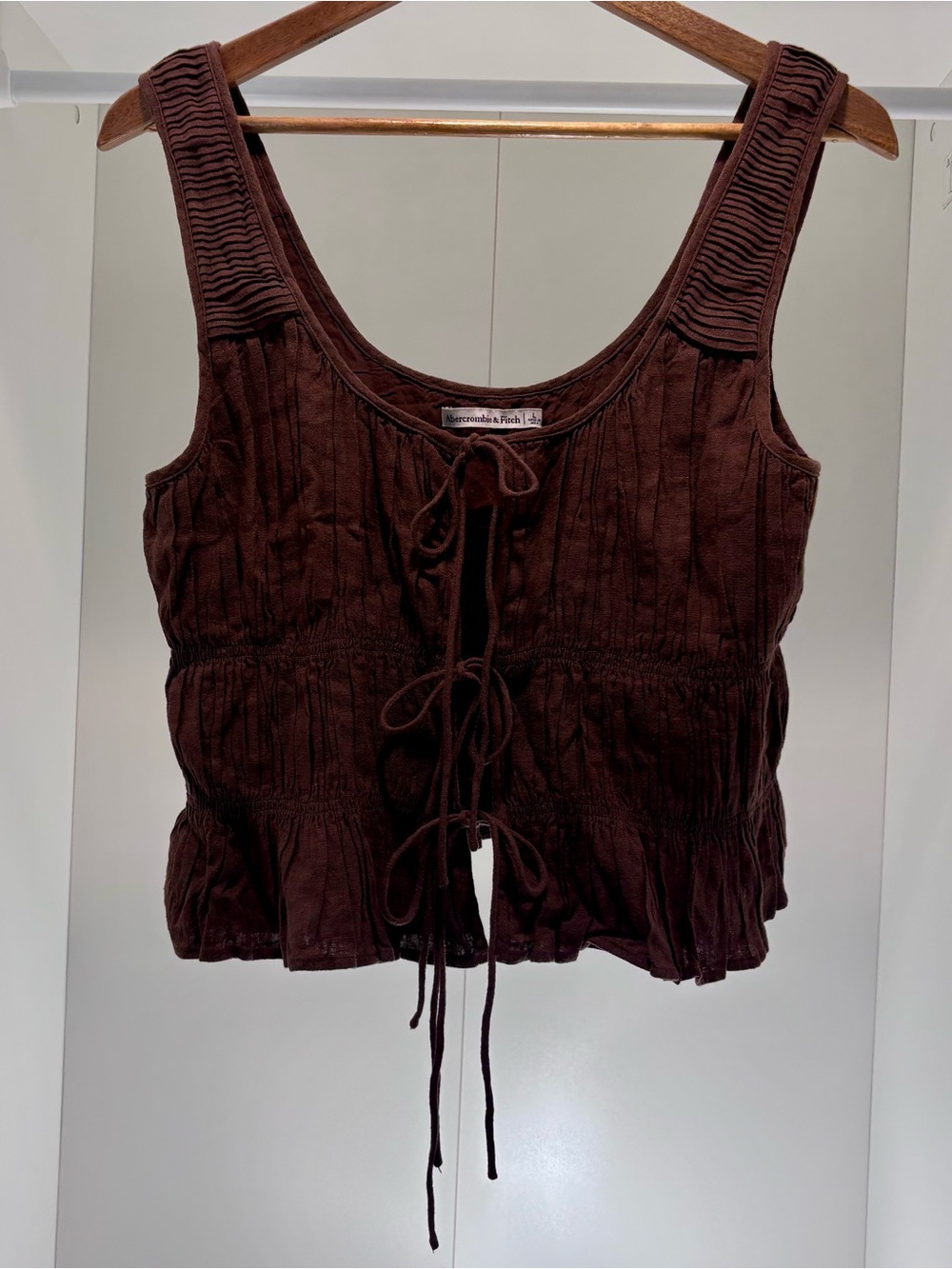 Abercrombie & Fitch brown tie front sleeveless top Linen blend Cropped women’s L